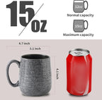 Hasense Ceramic Coffee Mugs Set of 6, Large Coffee Cups 12 oz, Latte Mug with Large Handle for Coffee, Tea, Milk and Hot Cocoa, Easy Hold & Clean, Dishwasher & Microwave Safe, Grey