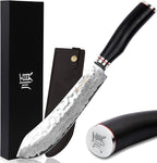 YOUSUNLONG Breaking Knife Bull Nose Butcher Knife 8" Japanese 67 Layers Hammered Damascus Steel with Natural Leadwood Handle