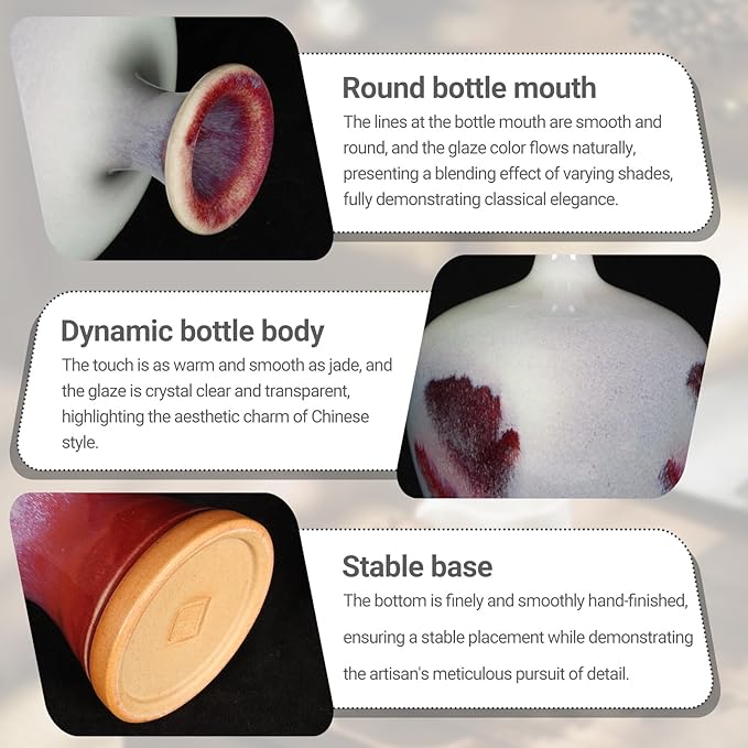 Ceramic vVase Living rRoom Home Decoration Ornament Hand-Painted Landscape Flower Vase Art Collectible (8.67 x 4.72in)