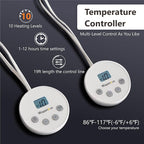 Wapaneus Heated Blanket Electric King Size 90"x100"-Dual Control with 10 Heat Levels 12 Timer Settings and 8 Hours Auto-Shut Off,Fast-Heating Electric Blanket,ETL Listed Machine Washable,Light Grey