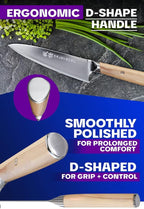 Dalstrong Chef Knife - 8 inch - Phantom Series - Japanese High-Carbon AUS8 Steel Kitchen Knife - Olive Wood Handle - Cooking Knife - Chef's Knife - w/Sheath