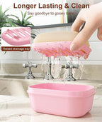 Quatish Leakproof Soap Dish with Lid & Draining Layer, Shatterproof Travel Bar Soap Holder Case Container, Portable Travel Size Toiletries Essentials for Camping, Gym, Bathroom, Pink