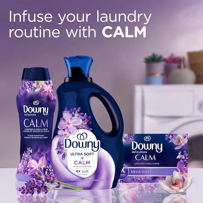 Downy Ultra Soft Fabric Softener Liquid, Calm, Lavender and Vanilla Bean, 56 fl oz, 83 Loads, Downy Fabric Softener, Laundry- Pack of 2