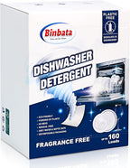 Eco Dishwasher Detergent Sheets Up To 160 Loads, Unscented Plastic Free Dishwashing Soap Strips With High Efficient Solid Enzyme, Leaving Dishes Sparkling Clean