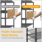 Himimi Storage Shelves with Wheels, 5-Tier Heavy Duty Steel Wire Rack Storage Shelving, Adjustable Metal Storage Shelves for Garage Kitchen Pantry Bathroom Laundry 18" D*60" W*82" H, Black