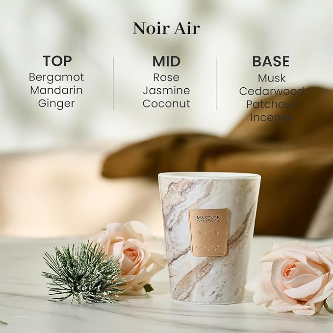 M&SENSE NoirAir Scented Candles for Home, Lead-Free Wick Highly Scented Jar Candles, 14.1 Oz 80 Hours Lasting Burning Candles Gifts for Women, Relaxing Aromatherapy Candle for Stress Relief