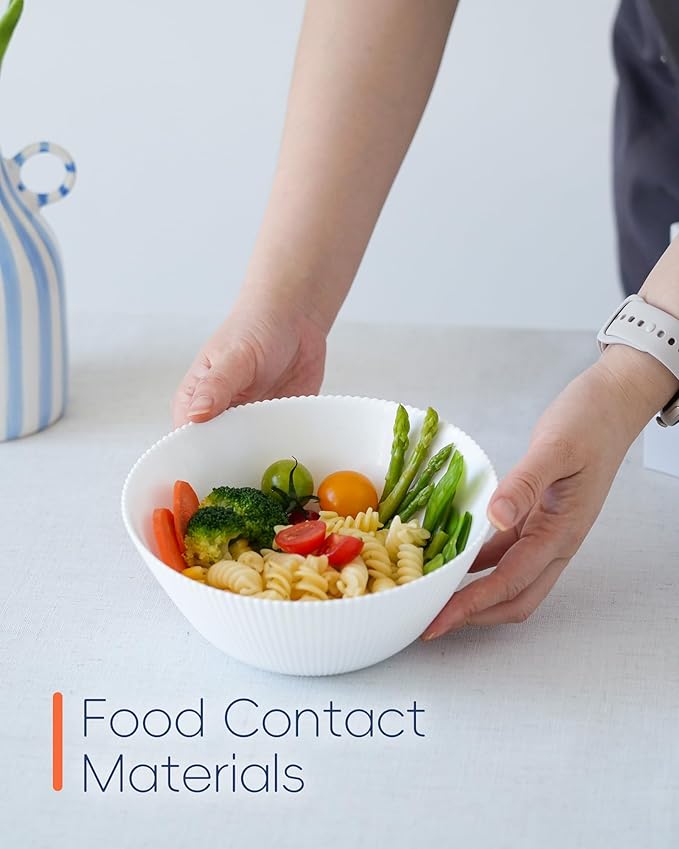 30 OZ Max Cereal Soup Bowl Set of 6, Opal Glass 7.2 inch White Ribbed Bowls for Ramen, Noodle, Salad, Fruit, Dishwasher and Microwave Safe