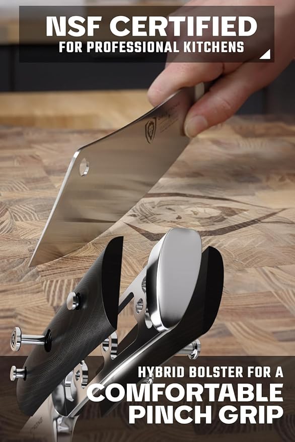 Dalstrong Chef & Cleaver Knife - 8 inch - The Crixus - Gladiator Series Elite - German HC Steel - Hybrid Razor Sharp Kitchen Knife - Black G10 Handle - w/Sheath - Chef Knife - NSF Certified