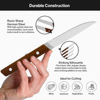 Misen Steak Knives Set of 4 - Precision Serrated Blades for Effortless Dining - German Stainless Steel - Superior Cuts with Four Steak Knives - Comfortable, Sleek Handles - Walnut