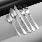 Godinger Silverware Set, Flatware Set, Matte Finish Stainless Steel Cutlery Silverware Flatware Sets, 20 Piece Set, Service for 4