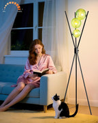 Lightdot 60IN Dimmable Black Tripod Floor Lamp, Mid Century Standing Lamps with 3 Globe Green Glass Lampshade, 3000K Bulbs Included Modern Tall Lamp for Living Room Bedroom