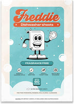 Freddie Dishwasher Sheets Fragrance Free - Space-Saving Alternative to Liquid Detergent - 60 Loads Concentrated Plastic Jug Free Strips