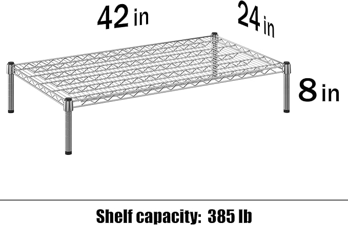 24" Deep x 42" Wide x 8" Height Wire Shelving Kit | 1-Tier | NSF Commercial Storage Rack Unit