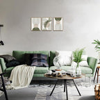 Bwodke Boho Wall Art, Framed Abstract Wall Art, Sage Green Canvas Wall Decor, Mid Century Line Leaf Geometric Pictures Set of 3, Minimalist Paintings, for Bedroom Living Room Bathroom 12"x16"