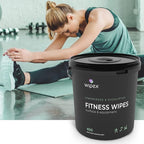 Wipex Yoga Mat Cleaner Gym Wipes - Plant-Based Lemongrass, Eucalyptus & Vinegar Wipes for Fitness Equipment & All Purpose Gym Cleaning - Safe for Peloton Bikes & Treadmills - 400 Count