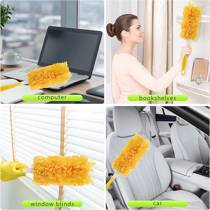 20 Pack Duster Refill for Swiffer,360 Heavy Duty Furniture Duster Refills, Disposable Multi-Surface Microfiber Feather Duster Kit with 1 Handle