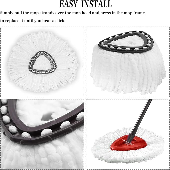 Spin Mop Replacement Head, 8 Pack Mop Refill Compatible with Ocedar Triangle Swivel Mops for House Cleaning and Floor Mopping