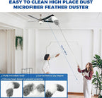 4 Pcs Dusters for Cleaning, 2 in 1 Microfiber Dusters and Retractable Gap Dust Cleaner with 1 Microfiber Dusting Cloths Long Handle 30-100 Inches Extension Pole for Ceiling Fan Cleaning Supplies