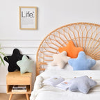 Xiashrk Star Pillow, Decorative Throw Pillows for Bed Couch, 15" Star Shaped Pillow Plush Floor Cushions Room Decor Pillow with Faux Rabbit Fur for Sofa Bedroom Living Room (Orange, 19.6" x 19.6")