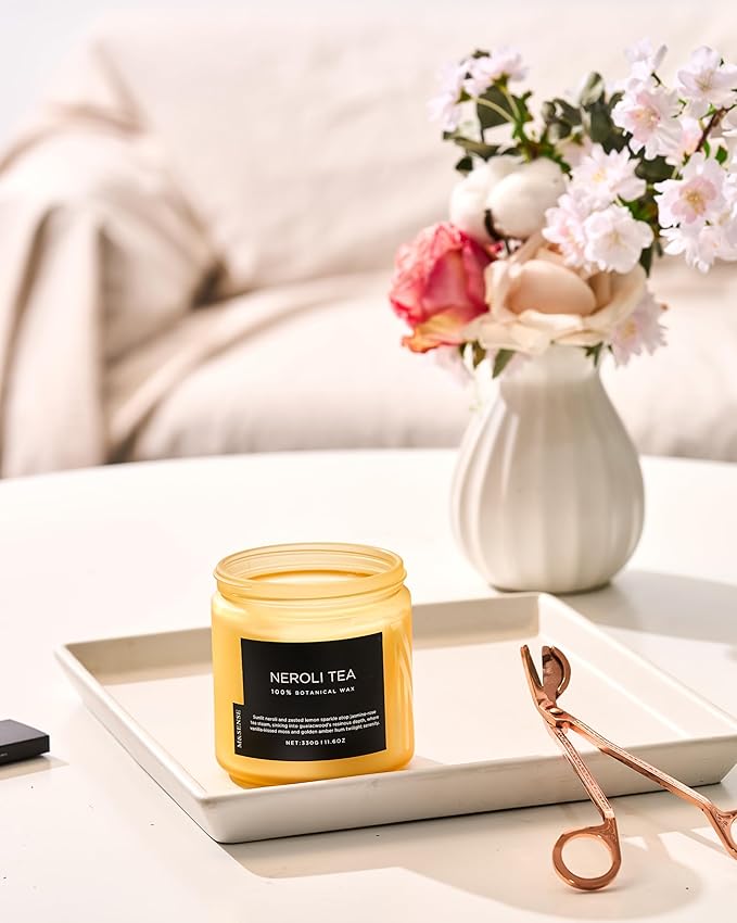 M&SENSE Neroli Tea Scented Candle - 11.6oz Natural Soy Wax Non Toxic 70-Hour Burn, 2-Wick Citrus Scent Candle for Stress Relief & Relaxation - Slow-Burning Home Fragrance Gift for Holiday