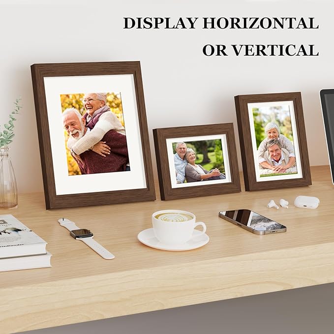 Picture Frames Set of 10, Collage Picture Frames for 8x10, 5x7, 4x6 Photos Real Glass for Wall or Tabletop