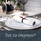 Vikko Dinner Plates, Set of 6 White Alabaster Plates, 11" Plate with Marbelized, Swirl Design, Elegant Glass Plate, Dishwasher Safe