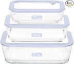Urban Green Glass Food Container Set with Silicone Glass Lid, 3 Pack, Airtight, LeakProof, 100% Plastic Free, Meal Prep Food Storage Containers