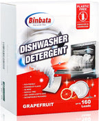 Eco Dishwasher Detergent Sheets Up To 160 Loads, Grapefruit Scent Plastic Free Dishwashing Soap Strips With High Efficient Solid Enzyme, Leaving Dishes Sparkling Clean