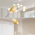 Lambswool Feather Duster with Extension Pole up to 85inch,Extendable Feather Duster Used for Cleaning High Ceiling Fan, High Ceilings,Furniture,Hard to Reach Areas