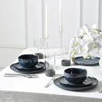 Stone Lain Mirella 16-Piece Dinnerware Set Stoneware, Borosilicate Glass, Blue