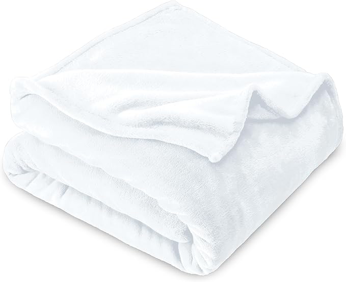 Bare Home Fleece Blanket - Kid Size - Ultra-Soft Lightweight for Bed, Sofa, and Couch - Luxury Microplush - Cozy Warm Blanket (Kid, White)