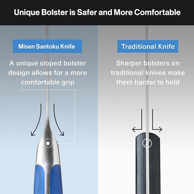 Misen Japanese Santoku Chef Knife - 7.5 Inch High Carbon Stainless Steel - Classic Japanese Knife Design for Cutting, Slicing, and Chopping - Razor Sharp Japanese Style Kitchen Knife, Gray