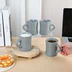 11oz Ceramic Coffee Mug set Stoneware Coffee Cups Set for Restaurant, Diner, Farmhouse, Coffee Shop, Home set of 6(Gray)
