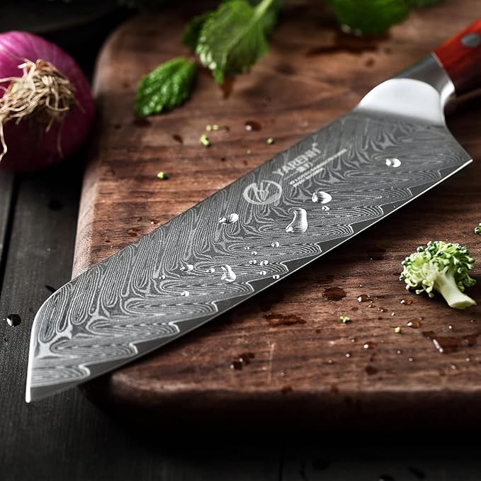 YARENH Santoku Knife 7 Inch, 67-Layer Damascus Steel Chef Knife, Sharp Long-Lasting Sharpness, Rust-Resistant, Kitchen Knife for Professional and Home Use