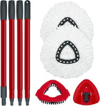 Spin Mop Replace Head, Base, Mop Handle Replacement for OCedar EasyWring 1 Tank System - Include 2 Microfiber Mop Head Replacement, 1 Sturdy Iron 30-58" Mop Handle, Head Cover and Scrubber