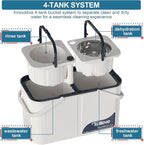 Spin Mop and Bucket System, Mop and Bucket Separate Clean and Dirty Water,4-Chamber Hardwood Floor Mop Household Cleaning Tools with 8 Microfiber Replacement Head Refill