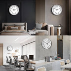 Wall Clock, 11 Inch Large Dial Non-Ticking Silent Battery Operated Quality Analog, Ultra-Quiet Movement Quartz, Timeless Stylish Clock, Ideal Modern Home, Office Décor (Sliver)