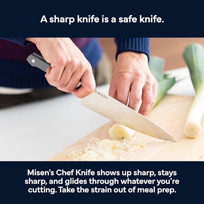 Misen 8" Chef Knife – High Carbon Japanese AUS-10 Stainless Steel – Hybrid German & Japanese Blade – Precision Kitchen Knife for Professionals & Home Cooks – Ultimate Cutting Performance - Gray