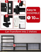 PrimeZone Heavy Duty Garage Storage Shelves - 48" W X 24" D X 72" H Adjustable Metal Shelving Unit, 5 Tier Industrial Shelves for Storage Standing Utility Rack for Warehouse, Basement, Black, 5 Pack