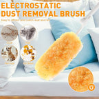 60 Pcs Heavy Duty Duster Refills with One 3 ft Retractable Handle 360° Heavy Duty Dusting Kit Multi-Surface Duster Refills Disposable Microfiber Dusters Feather Kit