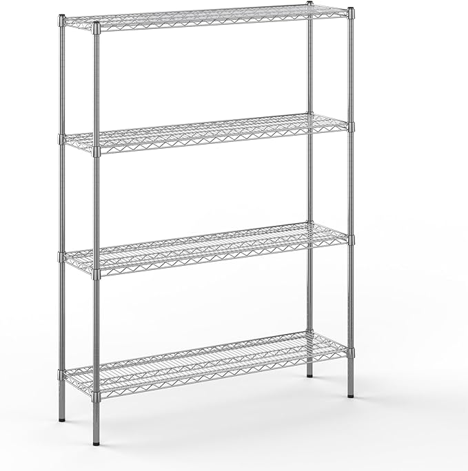 14" Deep x 48" Wide x 64" Height Wire Shelving Kit | 4-Tier | NSF Commercial Storage Rack Unit