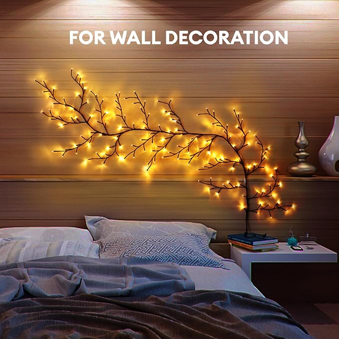 Enchanted Willow Vine Lights for Home Decor with 160LEDs, 8.2FT Wall Decoration Light with 8 Remote Control Modes (Brown)(1PCS)