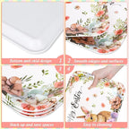3Pcs Easter Serving Trays 13 x 10 Inch Watercolor Bunny Egg Flower Platter Vintage Spring Rabbit Serving Dishes for Serving Food Snacks Cookies Dessert Party Supplies