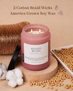 M&SENSE Rose Oud Wood Soy Candles 2 Wick, Large Scented Candles 19.4oz 110 Hour Long Lasting Burn Non Toxic Natural Luxury Aromatherapy Gifts for Women & Relaxing Spa Yoga
