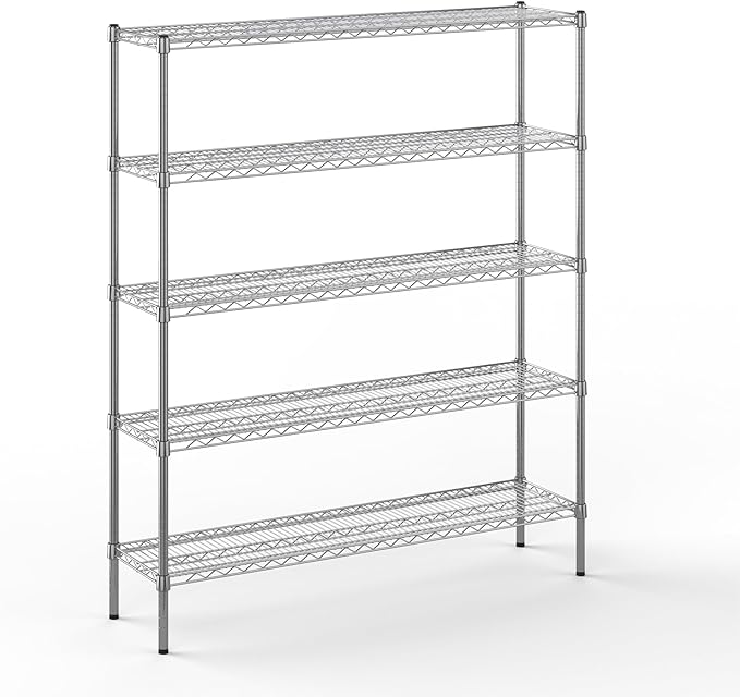 14" Deep x 54" Wide x 64" Height Wire Shelving Kit | 5-Tier | NSF Commercial Storage Rack Unit