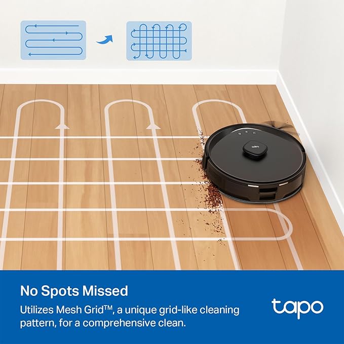 Tapo LiDAR Smart Navigation Robot Vacuum and Mop with Self-Emptying Dock, 5300Pa Max, 97%+ Dust Pickup Rate, Customizable Cleaning, Self-Charging, Compatible with Alexa & Google Home, RV30 Max Plus