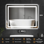 Led Mirror for Bathroom, 30x40 Bathroom Vanity Mirror for Wall with Light, IP54 Enhanced Anti-Fog, Dimmable 3 Colors, Memory Function, Backlit and Front Lit, Shatter-Proof Glass, Plug-in/Hardwired
