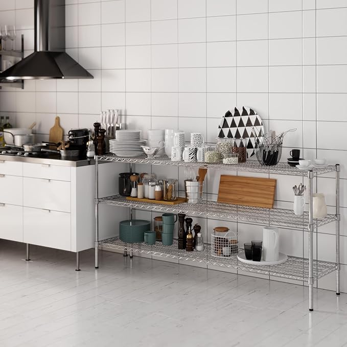 18" Deep x 72" Wide x 34" Height Wire Shelving Kit | 3-Tier | NSF Commercial Storage Rack Unit