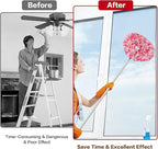 Ceiling Fan Cleaner Duster Reusable Microfiber Ceiling Fan Blade Cleaner Removable Duster with Extension Pole Adjusts 13 to 49.7 Inch for Cleaning Walls Furniture Door Window Top (Red White)