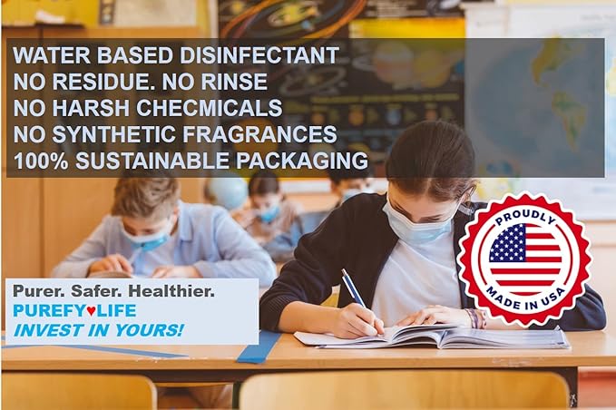 Purefypro Disinfectant Spray (500ml, 2pk) Purefypro Disinfectant Spray (1.7oz, 6 Pack) - No Rinse. No Residue. Kills 99.9999% Norovirus, Flu Virus, and Fungi, Drug Resistant Germs.